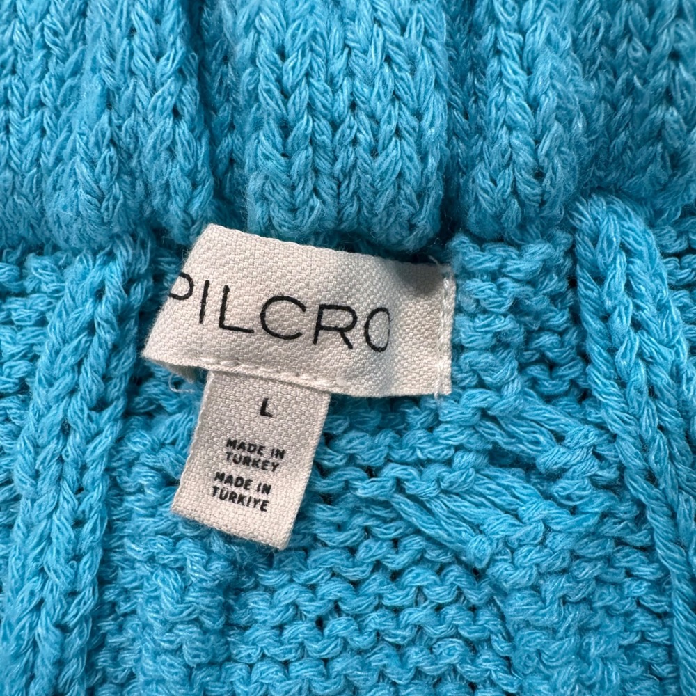 Pilcro Anthropologie Cable Knit Halter Sweater Tank Top Blue Turquoise Large - Picture 5 of 7